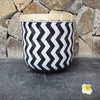 Round Black and White Bamboo Zig-Zag Pattern Basket - Canggu & Co