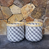 Round Grey and White Bamboo Baskets - Canggu & Co