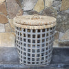 Grey & White Bamboo Laundry Style Baskets With Lid - Canggu & Co
