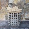 Grey & White Bamboo Laundry Style Baskets With Lid - Canggu & Co