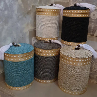Medium Size Bamboo Boxes With Beads - Canggu & Co
