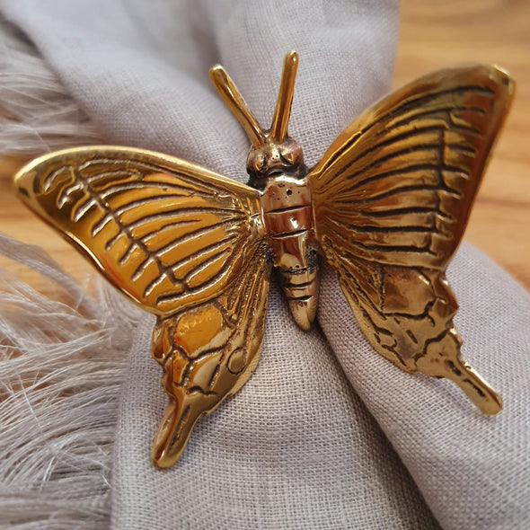 Golden Butterfly Brass Napkin Rings - Canggu & Co