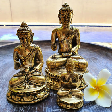 Golden Brass Meditating Buddhas - Canggu & Co