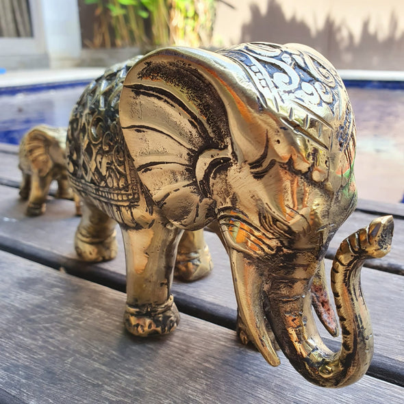 Mother And Child Elephants Brass Decor - Canggu & Co