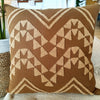 Embroided Motif On Soft Brown Cotton Cushion With Fringe