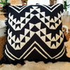 Embroided Motif On Soft Brown Cotton Cushion With Fringe