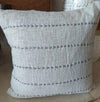 White Line Stitch Motif Raw Cotton Cushion With Tassels