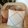Black Stitch Diamond Pattern White Raw Cotton Cushion