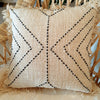 Arrow Head Stitch Motif Raw Cotton Cushions With Fringe - Canggu & Co