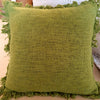 Various Green Colored Raw Cotton Cushions With Fringe