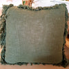 Various Green Colored Raw Cotton Cushions With Fringe