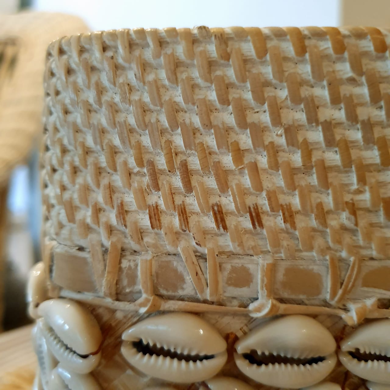 Decorative Rattan Shell Small Rattan Box With Shell Motif – Canggu & Co