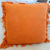 Various Orange & Rust Colored Raw Cotton Cushions With Fringe