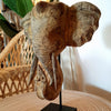 Carved Antique Wooden Elephant Statue On Stand