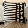 Black Motif Printed Cotton Cushion - Canggu & Co