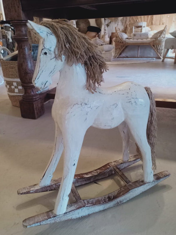 Antique Carved Wooden Rocking Horses With Manes