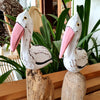 Carved Wooden White Pelicans