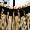 Half Round Natural Straw Grass Wall Decor With Woven Black Cotton