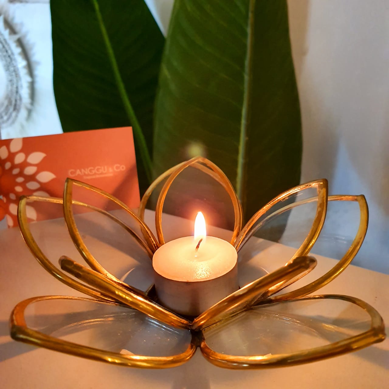 Gold Brass Lotus Flower Tea Light Candle Holder – Canggu Co
