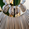 White Shell & Wood Necklace Style Decor With Stand