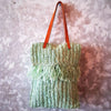 Woven Straw Grass Bag With Double Fringe In Black Or Natural Colors