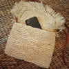 Small Natural Woven Straw Grass Bag with Leather Strap