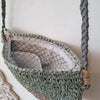 Green & Pink Woven Raffia Shoulder Bag