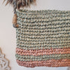 Green & Pink Woven Raffia Shoulder Bag