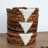 Round Banana Leaf & White Macrame Basket Set