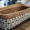 Brown Or Whitewash Rattan & Bamboo Basket Trays With Handles