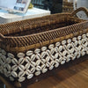 Rectangle Brown Or Whitewash Rattan & Bamboo Basket Trays With Handles