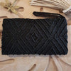 Diamond Motif Woven Beaded Clutches With Strap