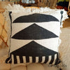 Abstract Nika Motif Cotton Cushion With Fringe