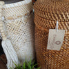 Cylinder Shaped Tall Rattan Baskets With Lids - Canggu & Co