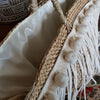Large Natural Straw Grass Tote Bags With Pompoms & Long Fringe - Canggu & Co