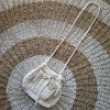 Small Natural Woven White Macrame Bag With Cinch - Canggu & Co