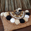 Natural Palm Leaf Clutch With Poms, Beads & Shells - Canggu & Co