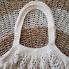 White Woven Cotton Round Shaped Macrame Bag - Canggu & Co