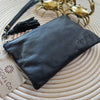 Small Multi-Color Very Soft Leather Clutches With Tassel - Canggu & Co