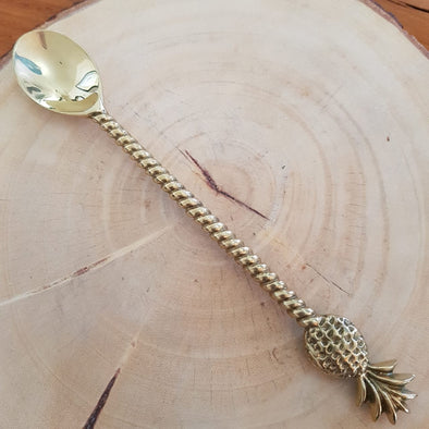 Gold Palm Tree & Pineapple Brass Large Tea Spoons - Canggu & Co