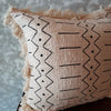 White Raw Cotton Cushion With Black Motif Printing - Canggu & Co