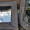 Small Square Brown & White Wooden Mirrors - Canggu & Co