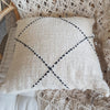 Black Stitch Diamond Pattern White Raw Cotton Cushion - Canggu & Co
