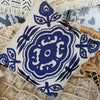 Embroided Navy Or White Motifs On Linen Cotton Cushions With Tassels - Canggu & Co