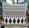 Black & White Boho Motif Cushions With Black Tassels - Canggu & Co