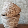 Small Tribal Patterned White Washed Wooden Pots - Canggu & Co