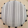 Round Aztec Pattern Cotton Linen Zippered Pouff With Tassels - Canggu & Co