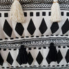 Square Aztec Pattern Linen Cotton Pouff With Tassels - Canggu & Co