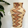 Large Woven Rattan Vase With Tribal Motif