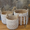 Mixed Macrame Design Banana Leaf Basket Set Of 3